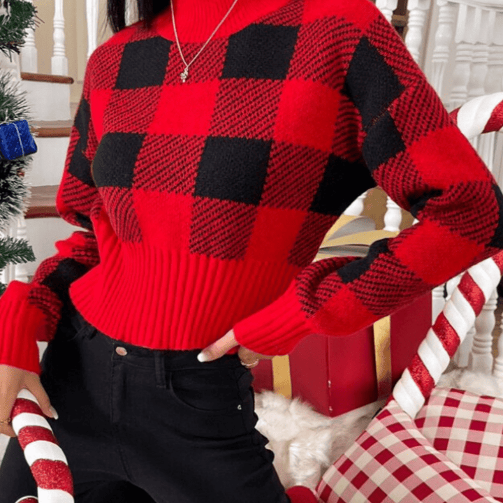 Stilvoller Damenpullover mit modernem Karo-Design Für Frauen Mivona