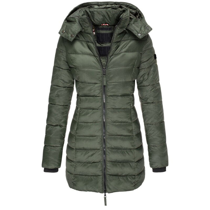 Lange Gesteppt Jacke mit Kapuze Perfekt für Winter Damen
