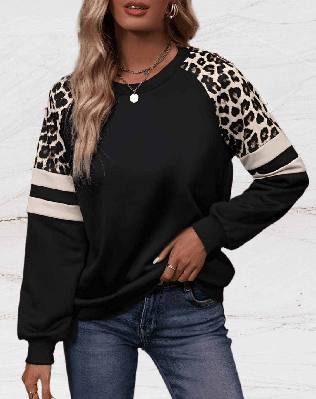 Mutiger Oversized-Leopardenpullover Für Trendigen Komfort Für Frauen Mivona