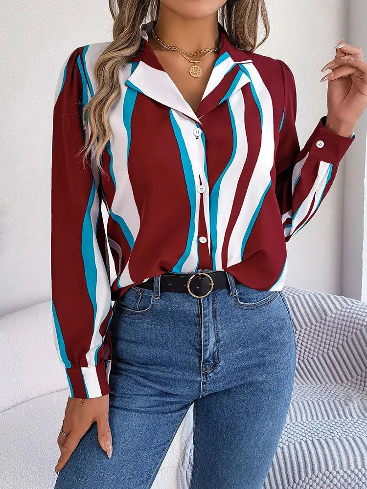 Lässige Bluse mit Wellenstreifen für mühelosen Stil für Damen Mivona