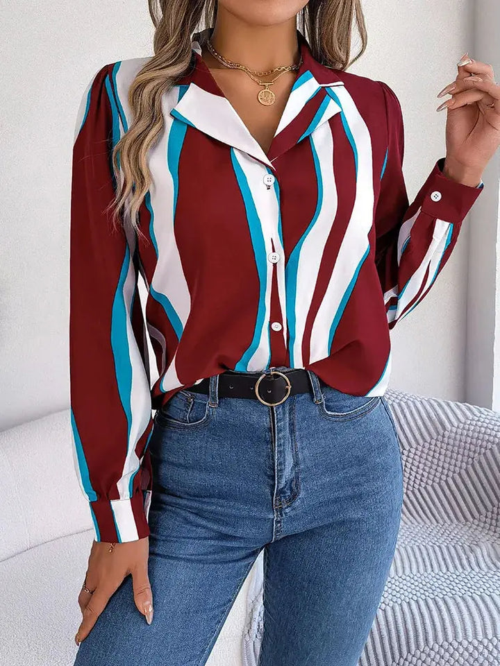 Lässige Bluse mit Wellenstreifen für mühelosen Stil für Damen Mivona