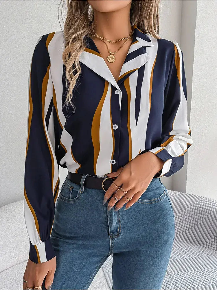 Lässige Bluse mit Wellenstreifen für mühelosen Stil für Damen Mivona