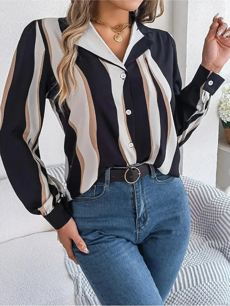 Lässige Bluse mit Wellenstreifen für mühelosen Stil für Damen Mivona