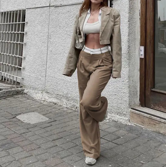 Modische Hochtaillierte Gerade Hose Für Frauen Mivona