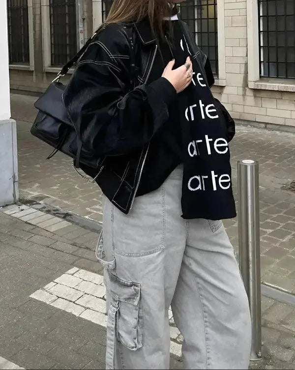 Oversized Vintage Jacke im Leder Look Für Frauen Mivona