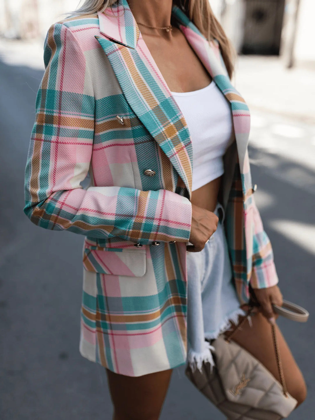 Eleganter karierter Blazer mit anspruchsvollem Design für Damen Mivona