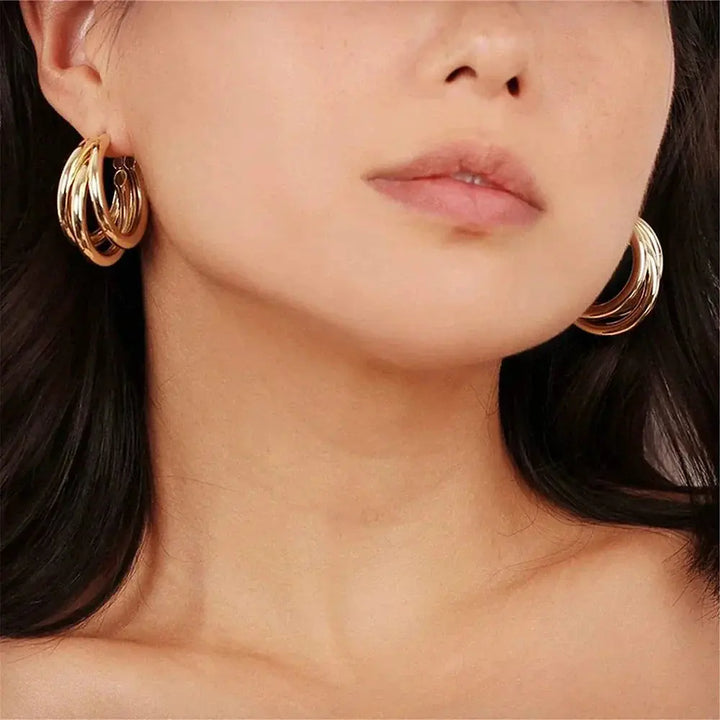 Set aus 3 Goldfarbener Creolen Für Frauen Mivona