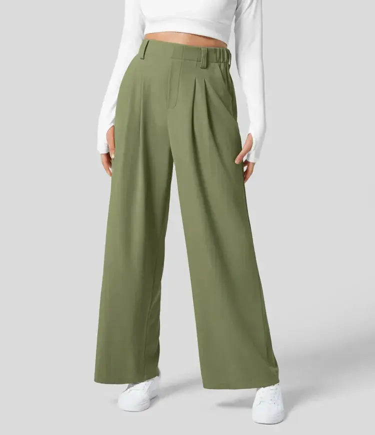 Schicke High Waist Weitbein Hose für Damen Mivona