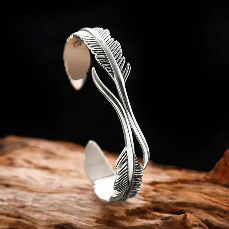 Sterling Silber Feder Manschettenarmband Für Damen Mivona