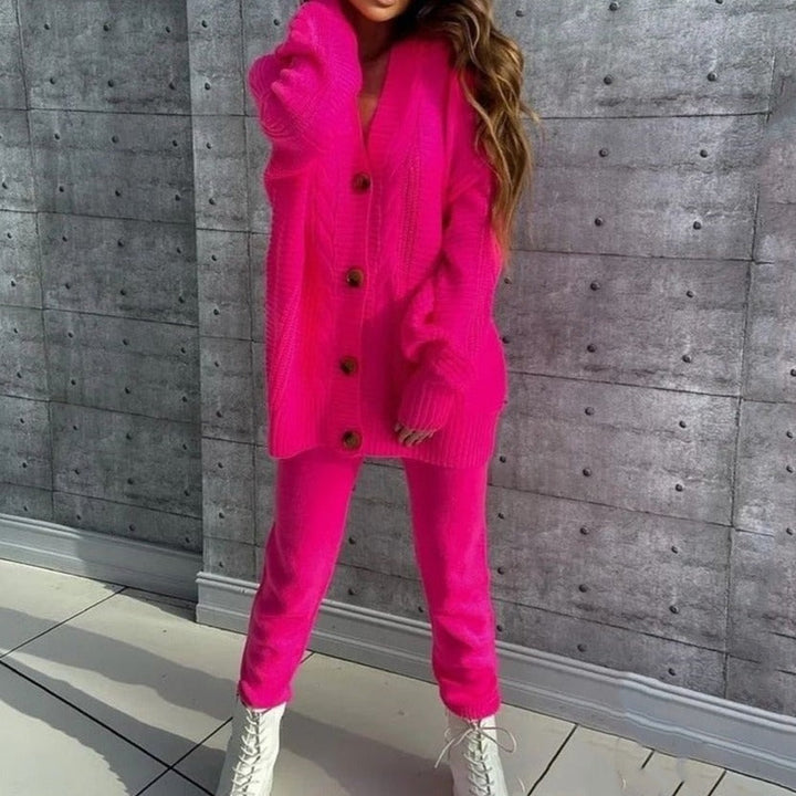Charmantes 2-teilige Set mit Strickjacke und bequemer Hose Für Frauen Mivona