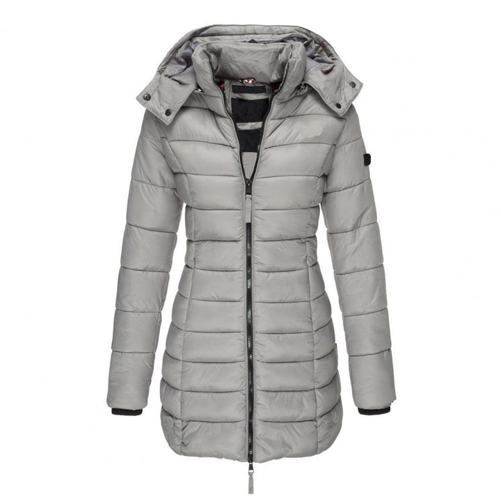 Lange Steppjacke mit Reißverschluss für Winter Damen