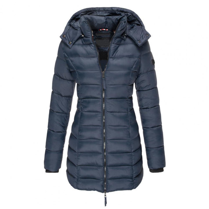 Lange Steppjacke mit Reißverschluss für Winter Damen