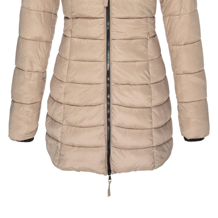 Lange Steppjacke mit Reißverschluss für Winter Damen