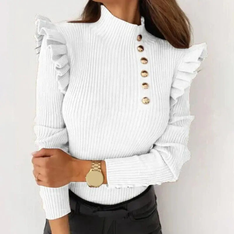 Stylischer Herbstpullover Mit Rüschen Für Frauen Mivona