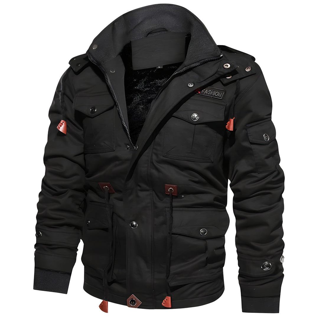 Herren Winterjacke Mit Knopf Und Reißverschluss Frontverschluss Stil