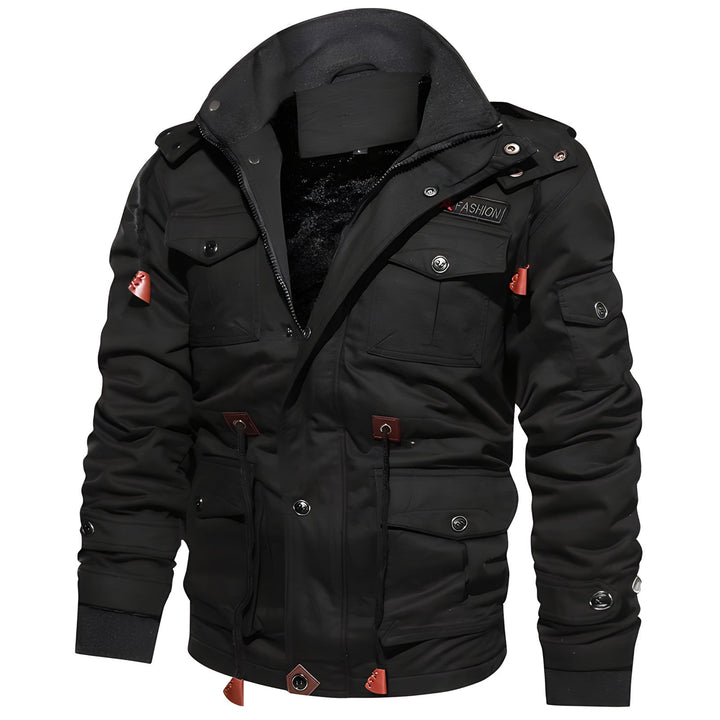 Herren Winterjacke Mit Knopf Und Reißverschluss Frontverschluss Stil
