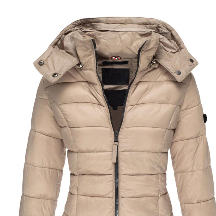 Lange Steppjacke mit Reißverschluss für Winter Damen