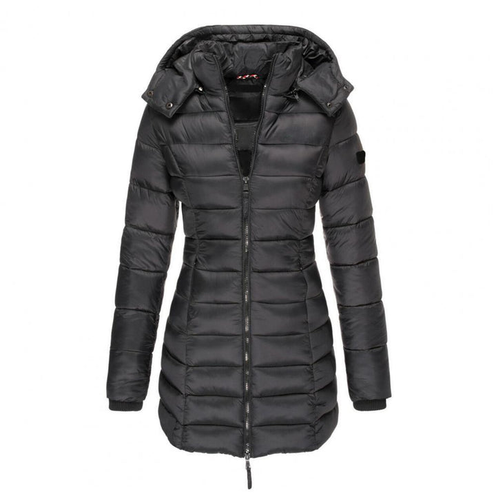Lange Steppjacke mit Reißverschluss für Winter Damen