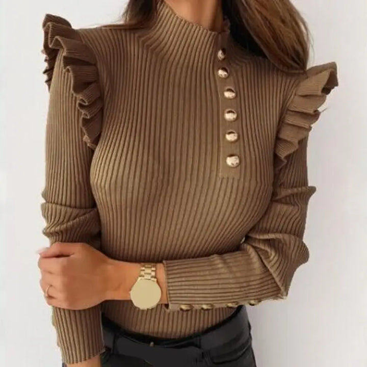 Stylischer Herbstpullover Mit Rüschen Für Frauen Mivona