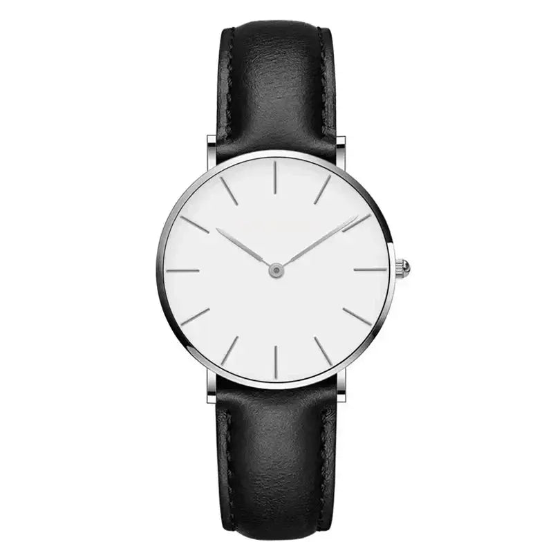 Runde Zeitlose Minimalistische Uhr mit Lederarmband Für Frauen Mivona
