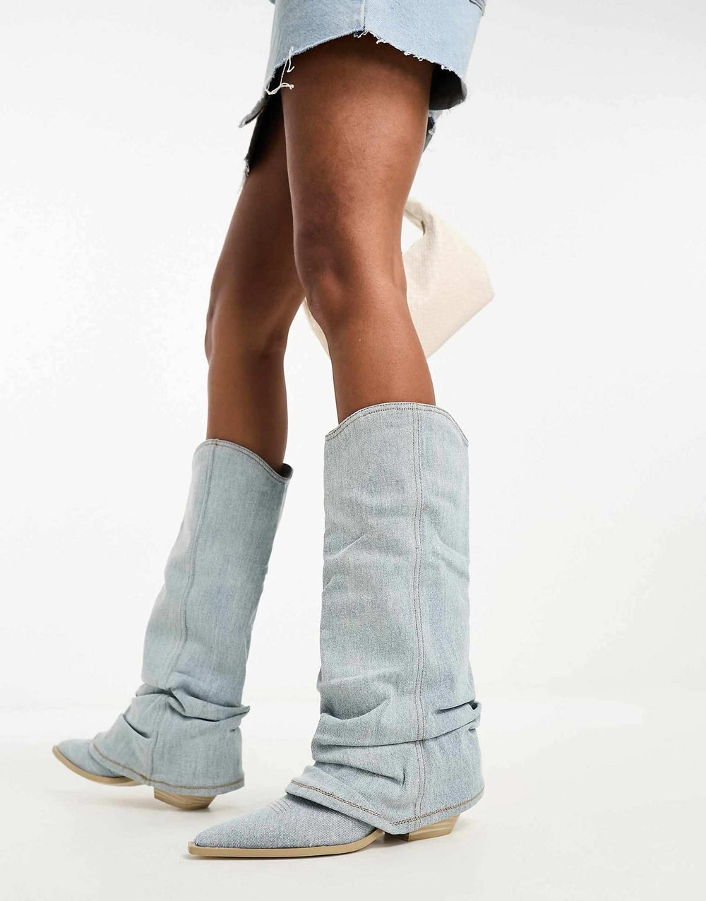 Kniehohe Denim-Modestiefel Für Frauen Mivona