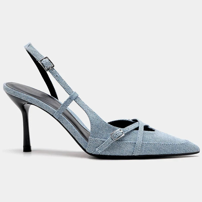 Trendige Denim-High-Heel-Schuhe Für Frauen Mivona