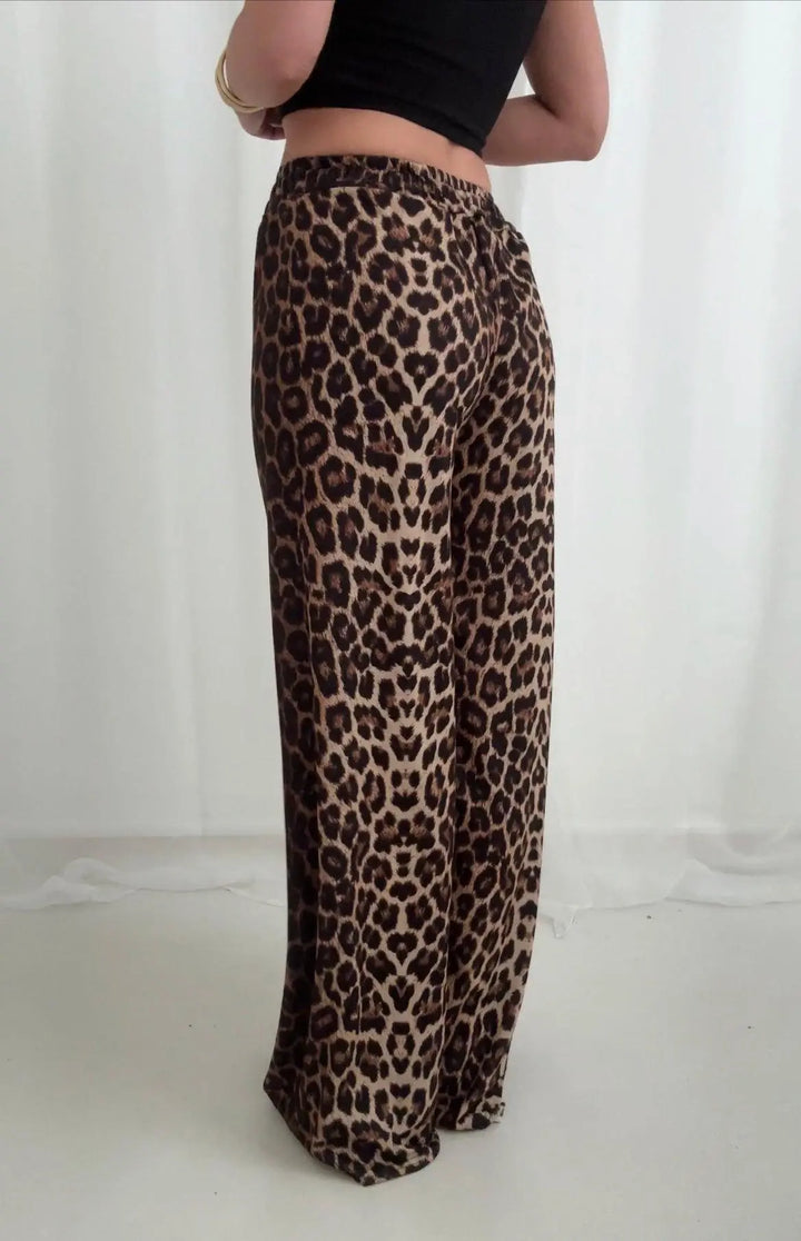 Leopardenmuster Hose mit verstellbarem Bund für Frauen Mivona