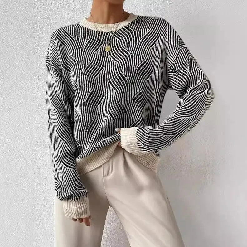 Gestrickter Pullover mit Hohem Kragen für Frauen Mivona