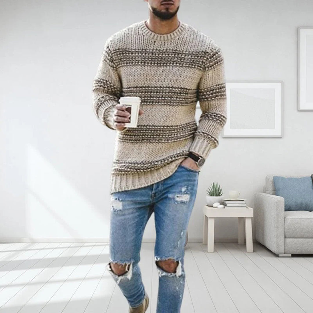 Pullover Herren Norwegisch Strick | Warm Grob Gestrickt Winter Mivona