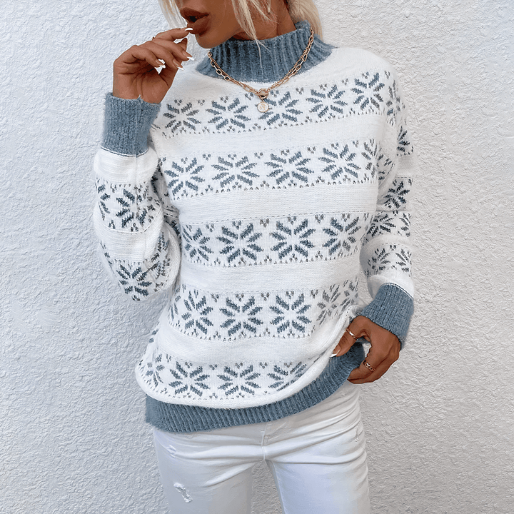 Gemütlicher Strickpullover Mit Schneeflockenmuster Für Frauen Mivona