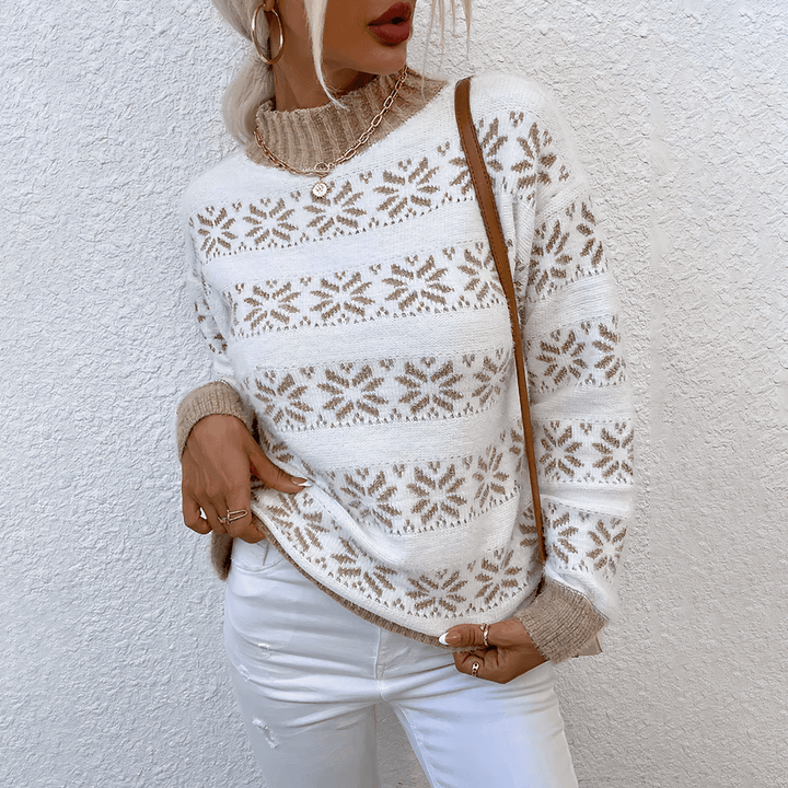 Gemütlicher Strickpullover Mit Schneeflockenmuster Für Frauen Mivona