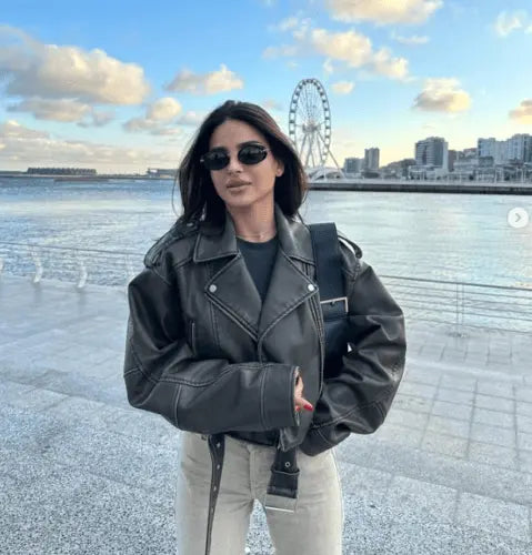 Oversized Lederjacke mit markantem Stil für Damen Mivona