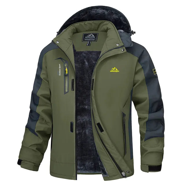 Herren Winterjacke Mit Kapuze Und Reißverschluss Frontdesign