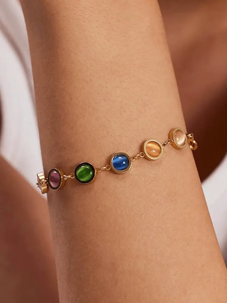 Armband mit Farbstein in Edelstahl und Gold Für Frauen Mivona