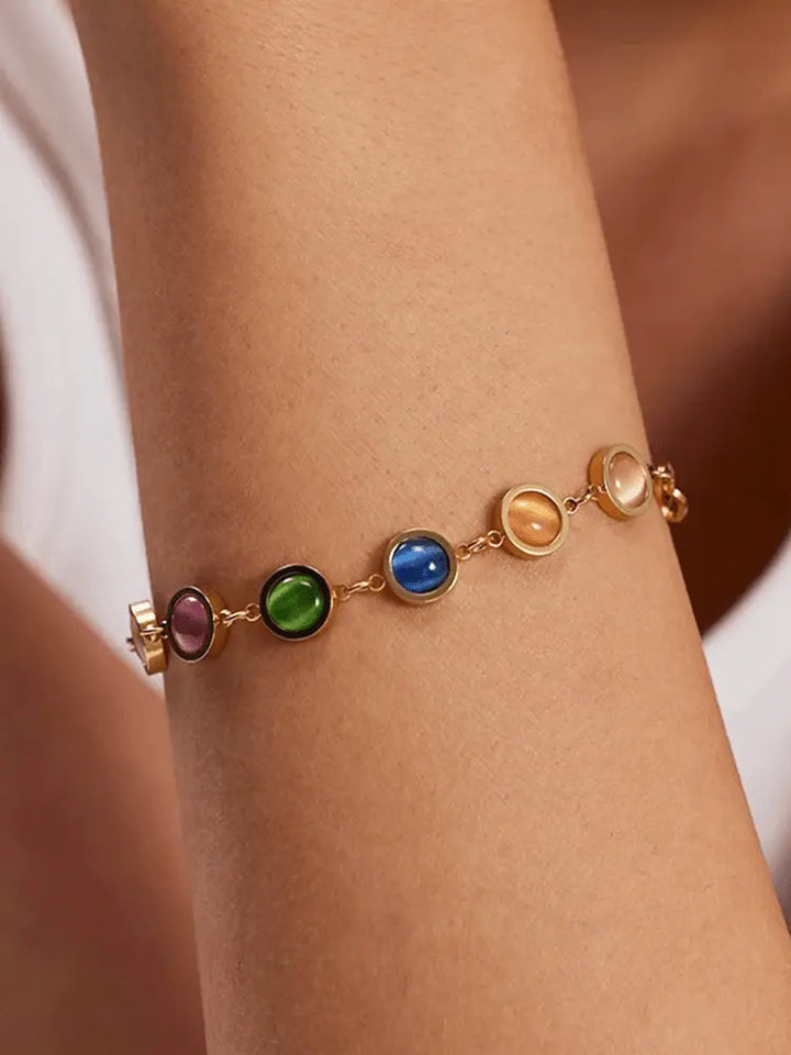 Armband mit Farbstein in Edelstahl und Gold Für Frauen Mivona