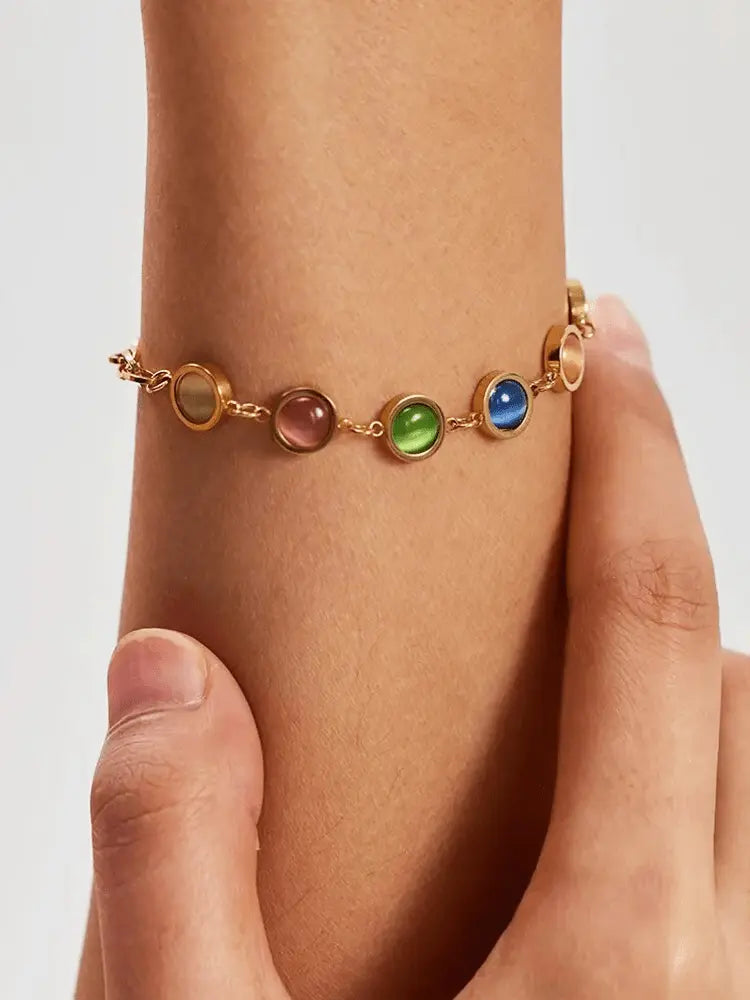 Armband mit Farbstein in Edelstahl und Gold Für Frauen Mivona