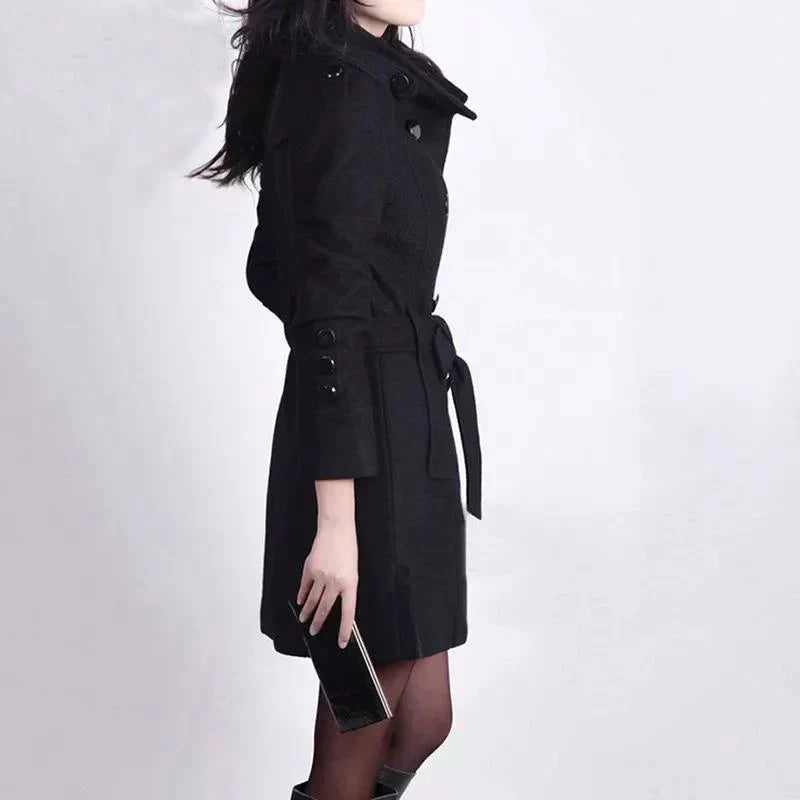 Stylischer Mantel Mit Gürtel Für Herbst Winter Wärme Für Frauen Mivona
