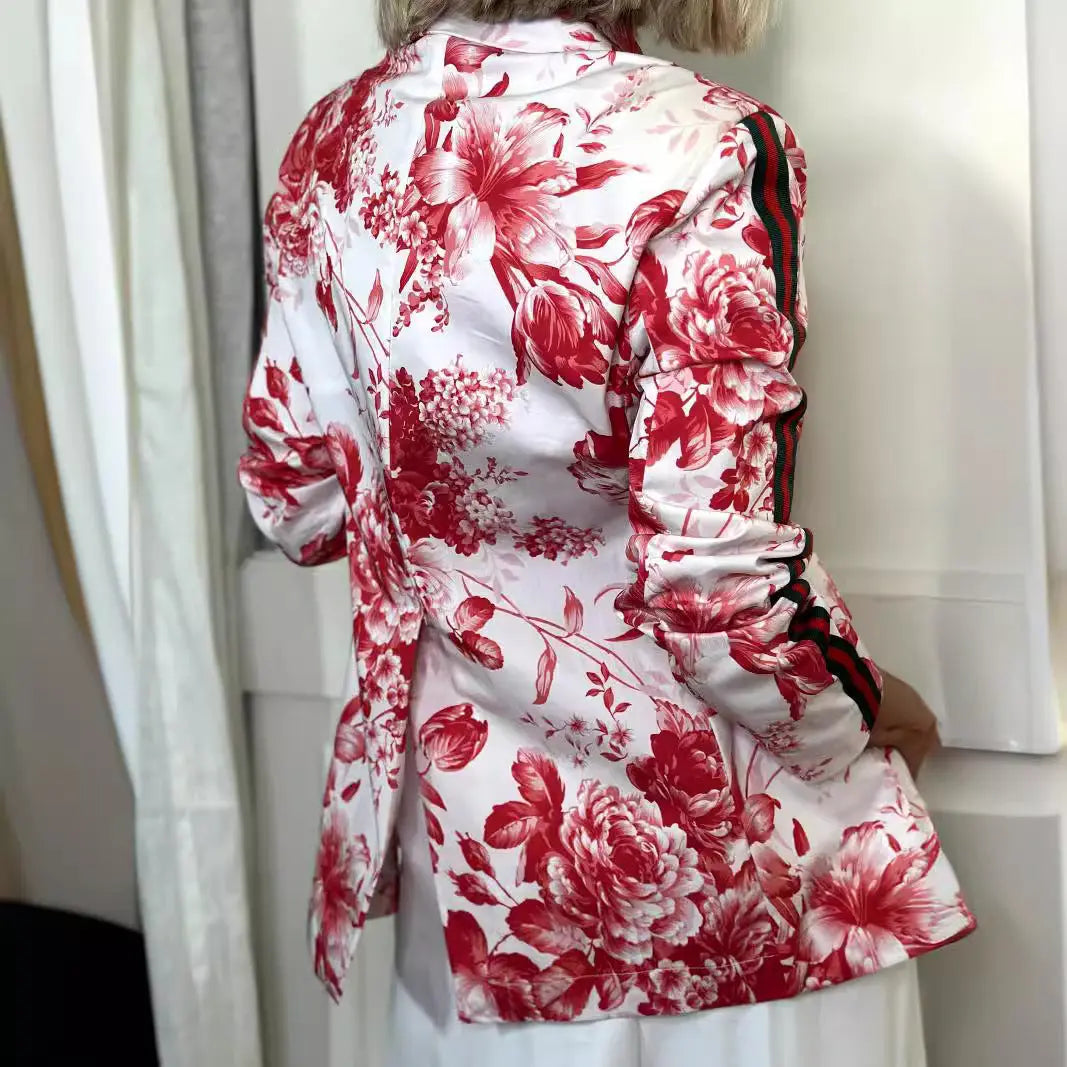 Geblümter Blazer mit weichem Schnitt für Frauen Mivona