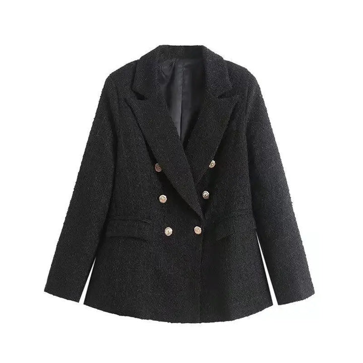 Eleganter Doppelreihiger Tweed Blazer Für Frauen Mivona