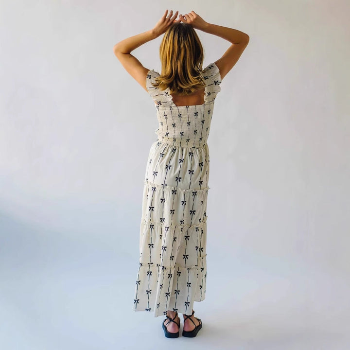 Maxikleid mit Smock Oberteil und Rüschen Trägern für Frauen Mivona