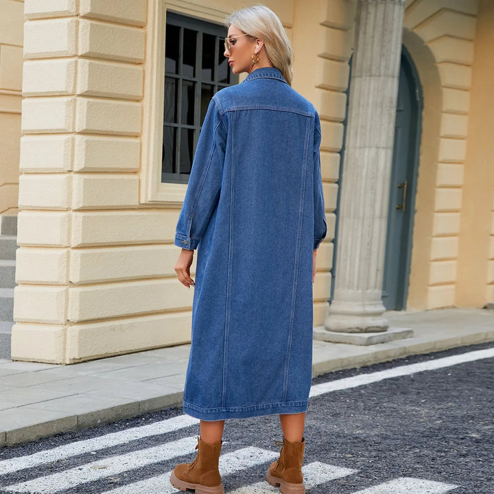 Langer Jeans Duster mit lockerer Passform für Frauen Mivona