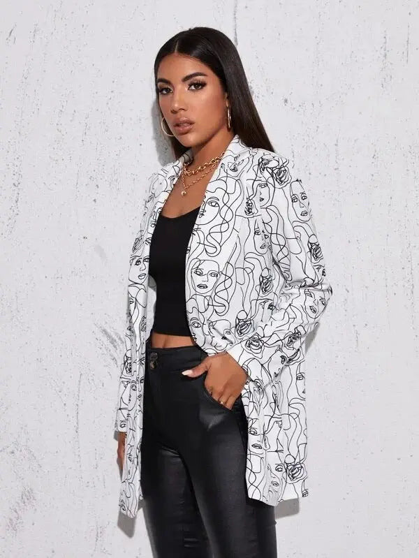 Künstlerisch bedruckter Blazer mit moderner Silhouette für Frauen Mivona