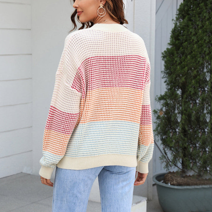 Moderner Strickpullover mit Color-Block-Design Für Frauen Mivona