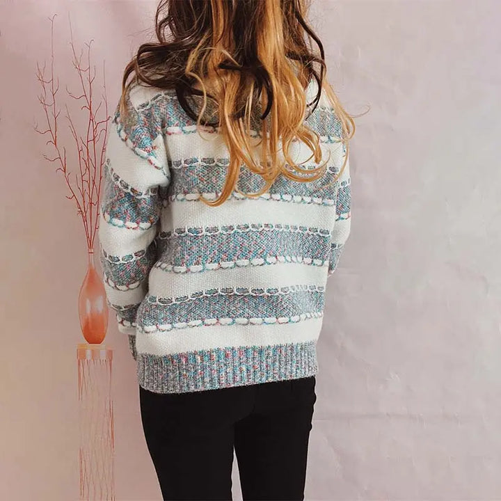 Lockerer gestreifter Strickpullover Für Frauen Mivona