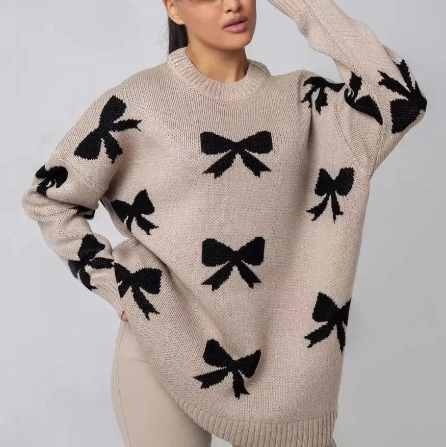 Oversize Pullover mit Schleifenprint für Damen Mivona