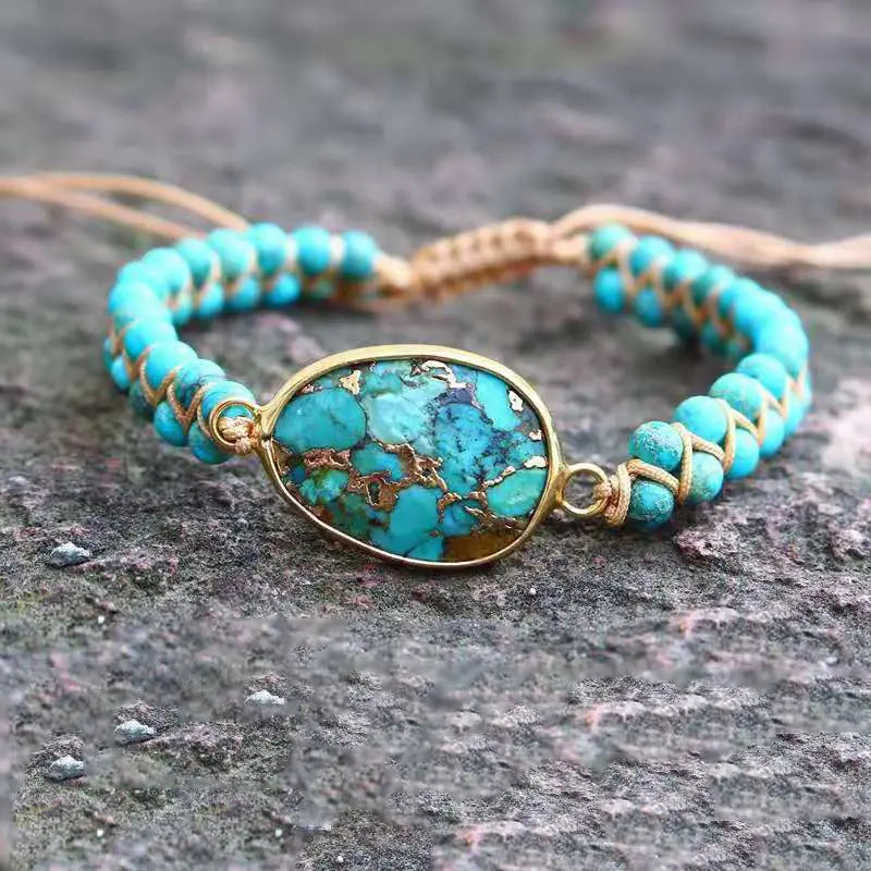 Handgefertigtes Armband mit Türkisperlen Für Frauen Mivona