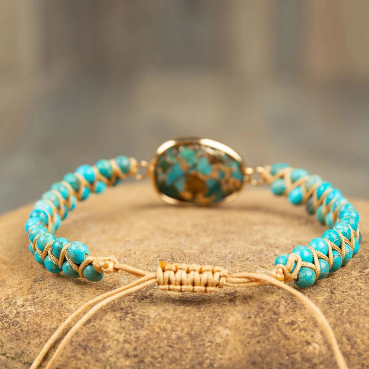 Handgefertigtes Armband mit Türkisperlen Für Frauen Mivona