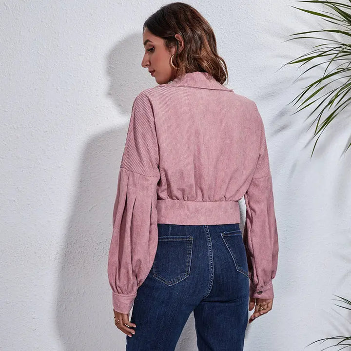 Kurze Cordjacke in Rosa mit Vintage Charme für Frauen Mivona