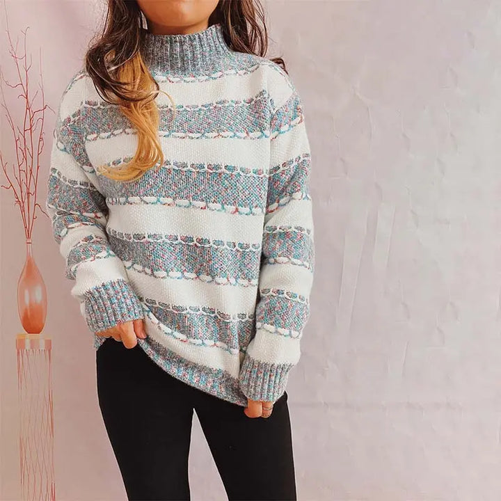 Lockerer gestreifter Strickpullover Für Frauen Mivona