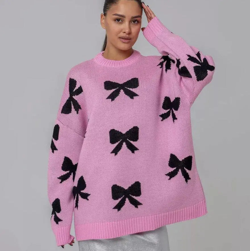 Pullover mit Schleifenprint und gemütlichem Stil für Frauen Mivona